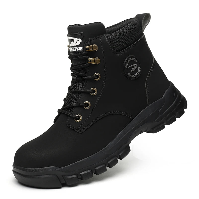 Safety Shoes Steel Toe Boots for Men Adjustable Soft Work Sneakers Anti-Puncture Anti-Drop Work Shoes High Top Hiking Boots