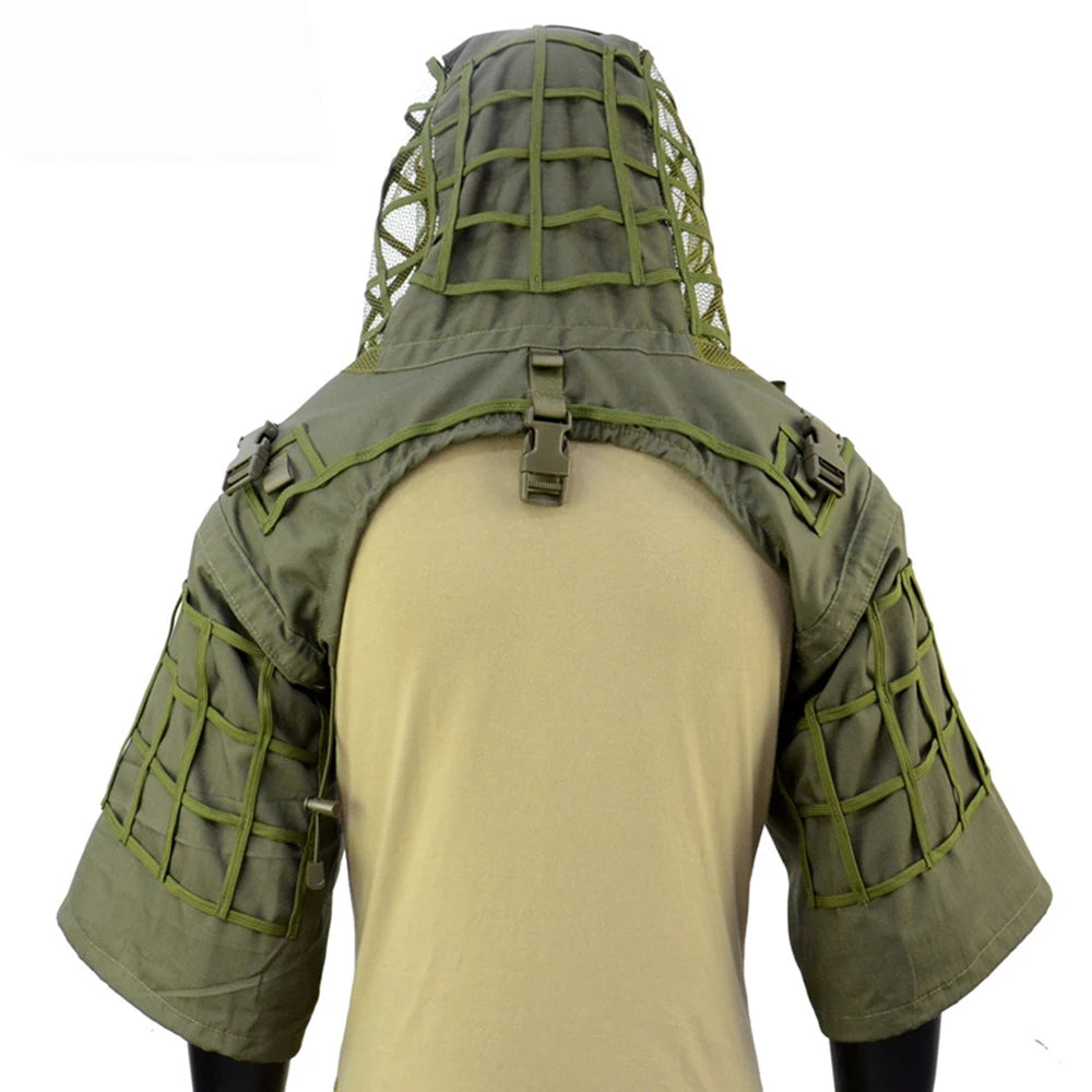Ghillie Suit Foundation, Ghillie Poncho, Camouflage Hunting Ghillie Base, Ghillie Cape Sniper Viper Hood for Airsoft Paintball