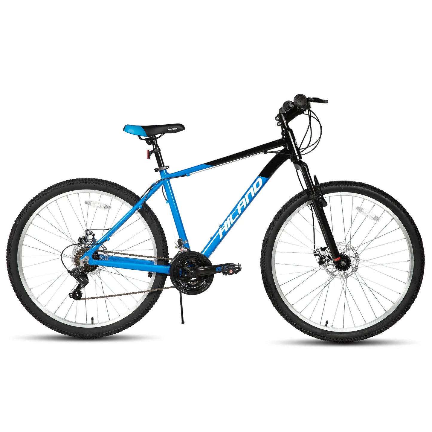 HILAND 26 27.5 Inch Men Student Aluminum Alloy Mountain Bike, 18 Speed Bike With Front And Rear Disc Brakes, Suspension Fork
