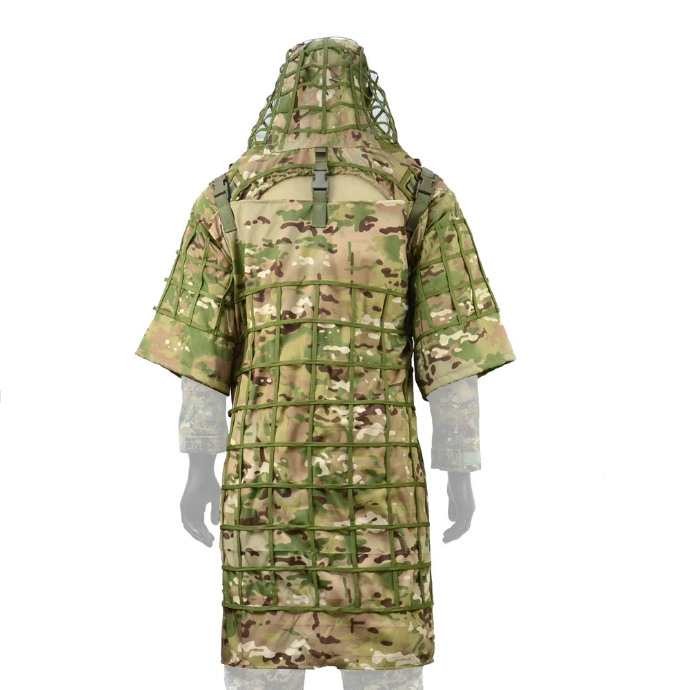 Ghillie Suit Foundation, Ghillie Poncho, Camouflage Hunting Ghillie Base, Ghillie Cape Sniper Viper Hood for Airsoft Paintball