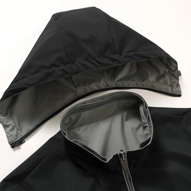 Premium Reversible New Detachable Hood Men Waterproof Lightweight Outdoor Jacket Spring Autumn Windbreaker Casual Coats  Outwear