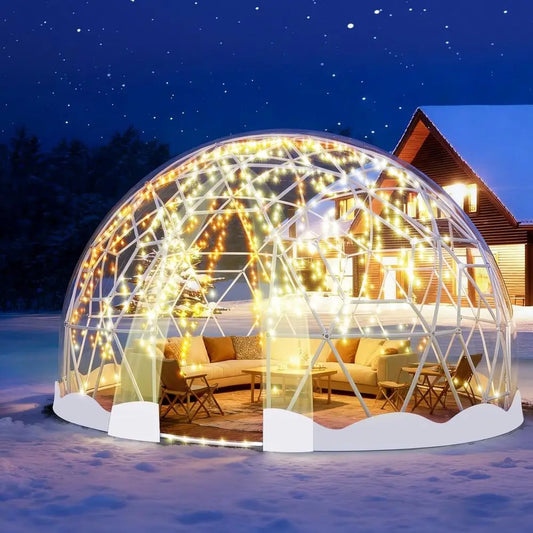 Geometric Dome Greenhouse, 12-Foot Waterproof Bubble Tent with Clear PVC Cover and 20M Light Strings,Customized
