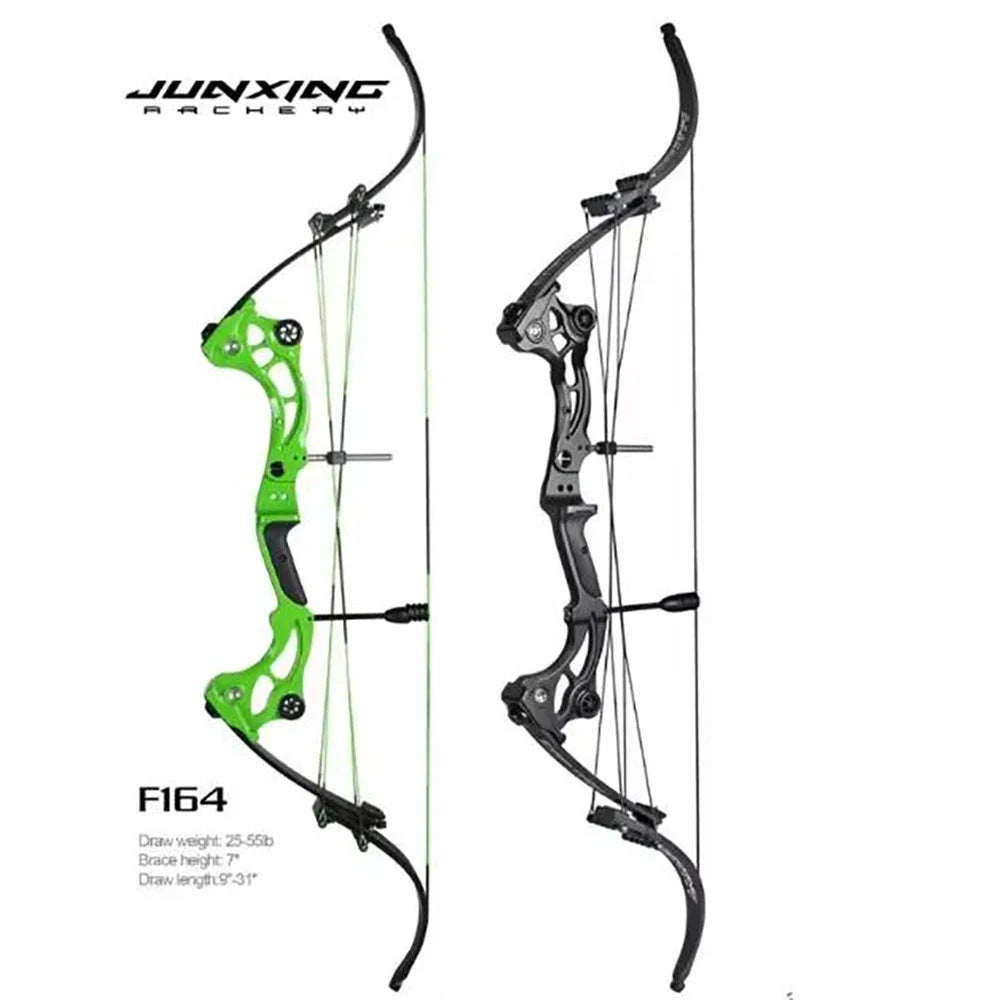 JUNXING F164 Compound Bow 40-55lbs Archery Bow Straight Bending Limbs Aluminum Alloy Handle for Outdoor Hunting Shooting
