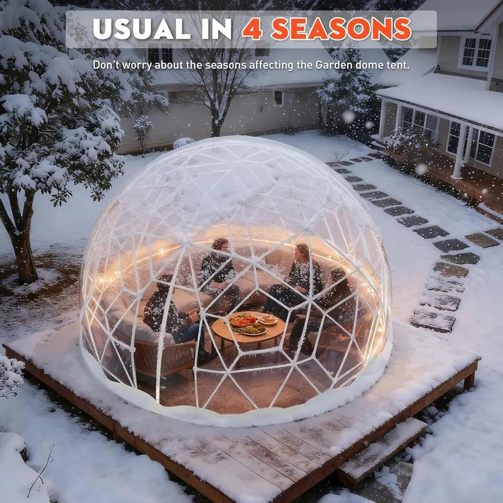 Geometric Dome Greenhouse, 12-Foot Waterproof Bubble Tent with Clear PVC Cover and 20M Light Strings,Customized