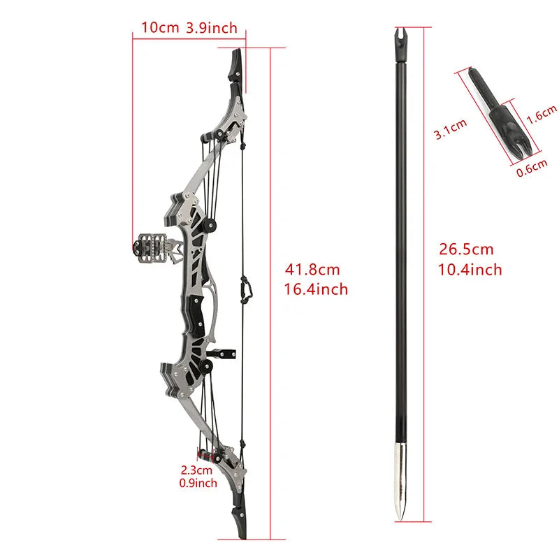 Mini Archery Compound Bow 16.4inches Stainless Steel 16lbs Range 40-50meters 4/8pcs Arrow For Hunting Shooting Accessories