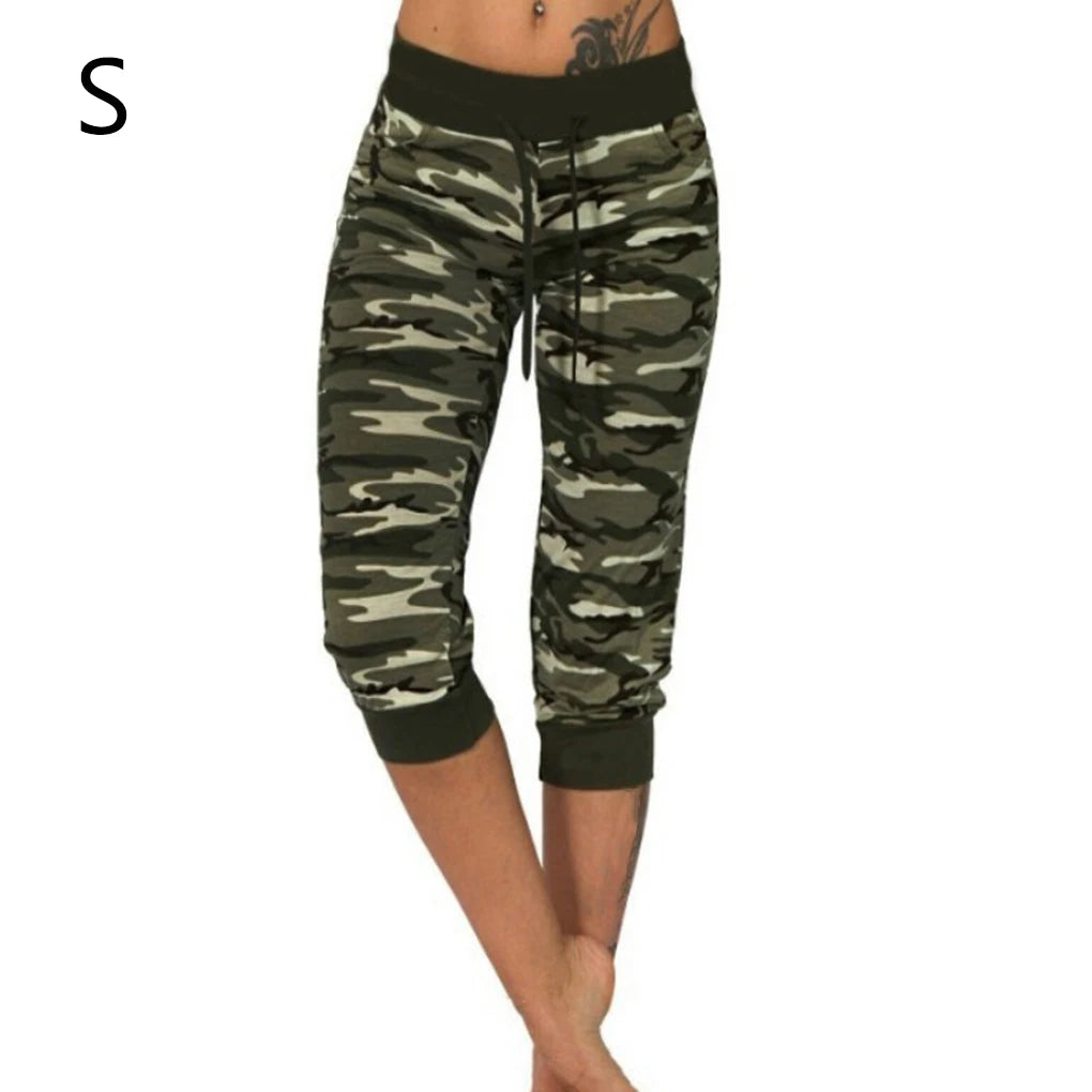 Woman Camouflage Yoga Pants Cotton Blend Sports Trousers Exercise Breathable Adjustable Waist Leggings Gym Clothing