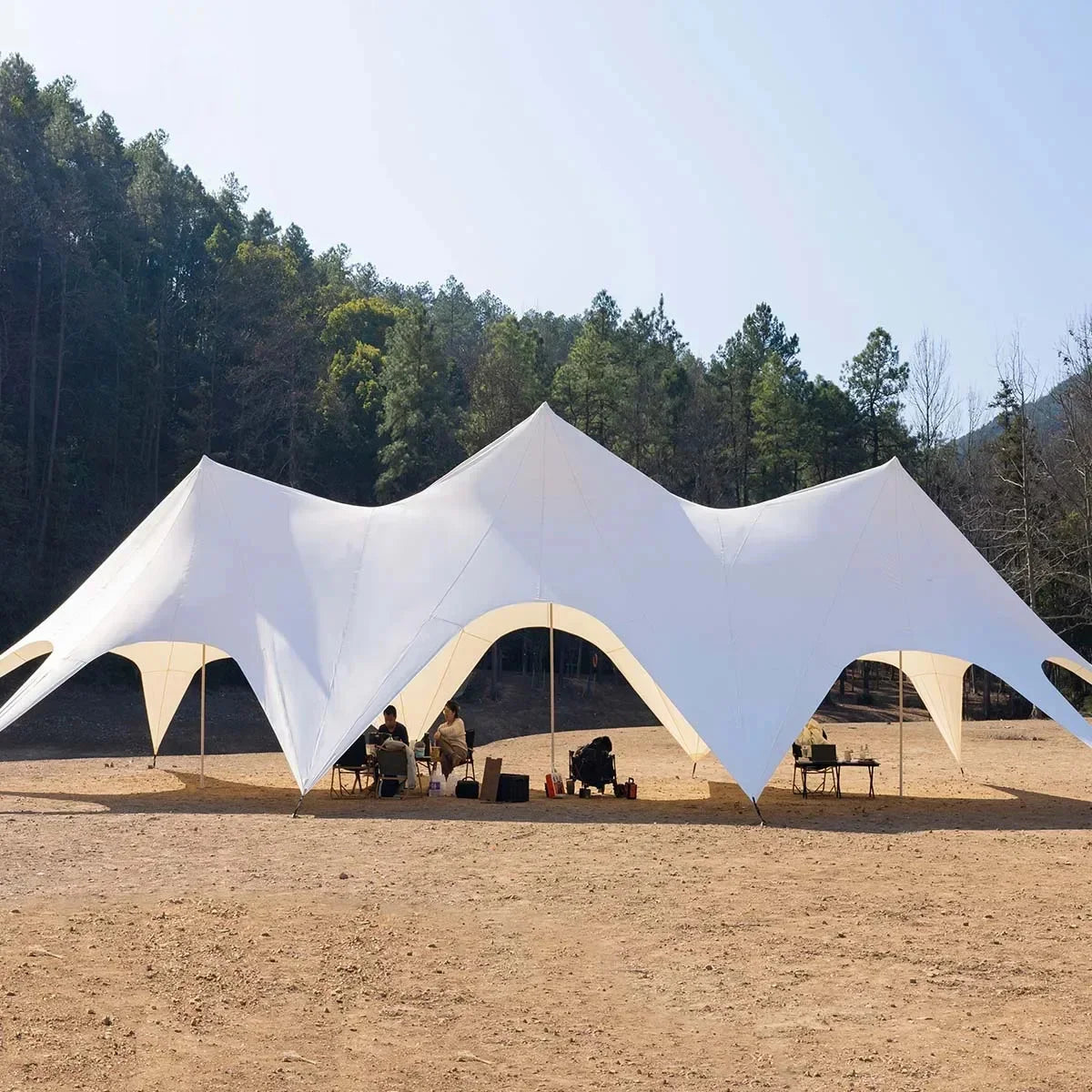 Star Canopy Tent 900D Oxford Cloth  Single Double Pole Octopus Shape Stretch Outdoor Peak Starshade for Camping And Picnics