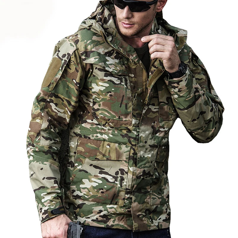 M65 UK   Clothes Windbreaker Hunting Field Jackets Mens Winter/Autumn Waterproof Flight Pilot Coat Hoodie Three Colors