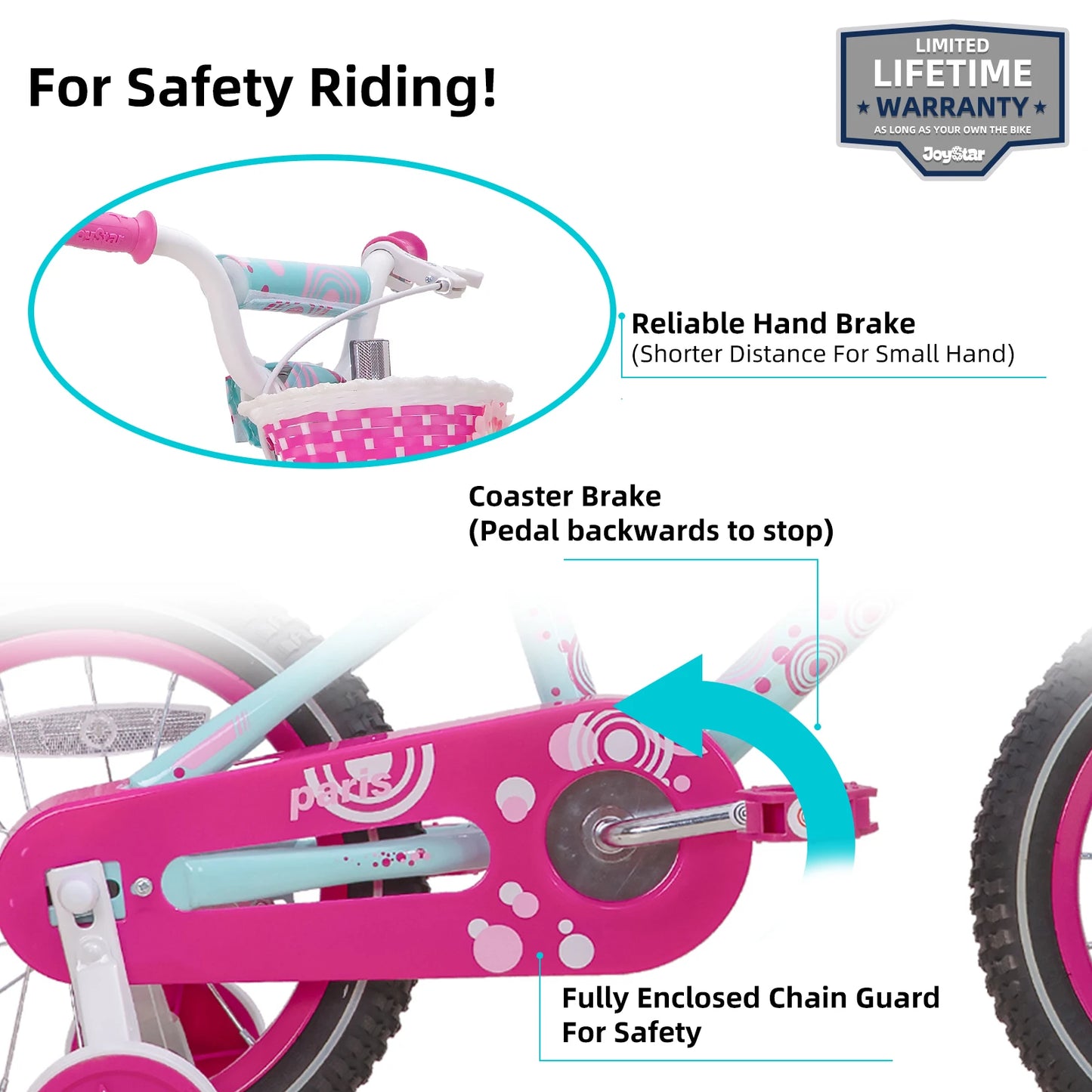 JOYSTAR Kids Bike for 3-9 Years Old kids, 14 16 18 Inch Kids Bike with Training Wheels, Basket,Water Bottle,Handbrake