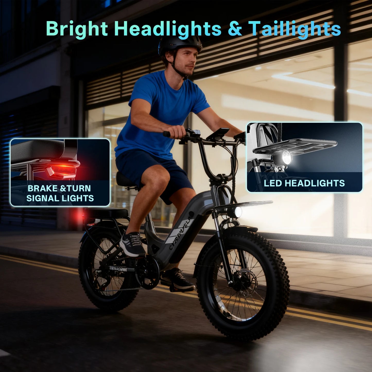 1000W Electric Bicycle for Adults, Cybervelo EK12 Step-Thru 20" Fat Tire E-bike 48V 20AH Removable Battery Shimano 7-Speed