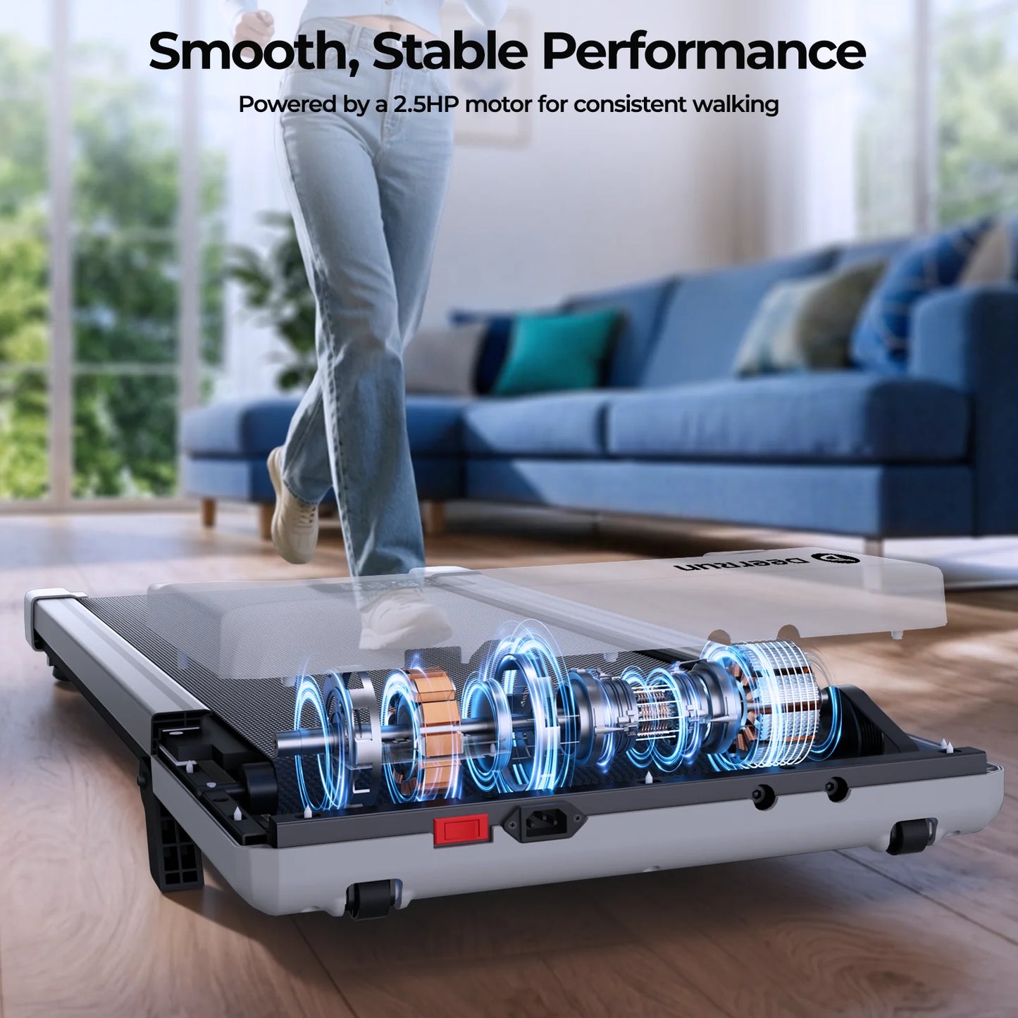 Treadmills 39.37inch Running Belt 2in1 Under Desk for Home Office Treadmill Walkingpad 2.5HP Romote Control 5MPH Exerice Machine