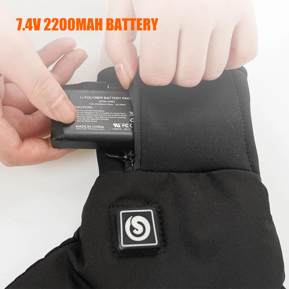 Winter Electric Heated Gloves With Battery Hand Warmer Heating Gloves Motorcycle Thermal Touch Screen Waterproof Bike Gloves Hot