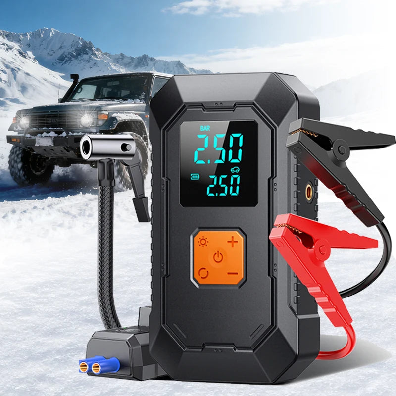 Car Jump Starter Air Pump Portable Air Compressor Multi-function Tire Inflator Auto Portable Car Battery Starter with Power Bank