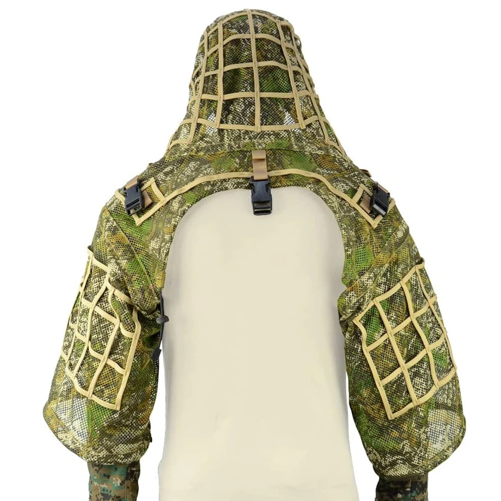Ghillie Suit Foundation, Ghillie Poncho, Camouflage Hunting Ghillie Base, Ghillie Cape Sniper Viper Hood for Airsoft Paintball