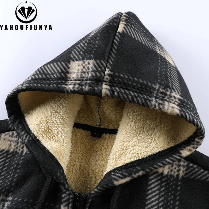 Spring Autumn Men Outdoor Leisure Windbreak Hooded Jacket Men Fleece Warm Solid Color Fashion Brand Jacket Coat Male Clothing
