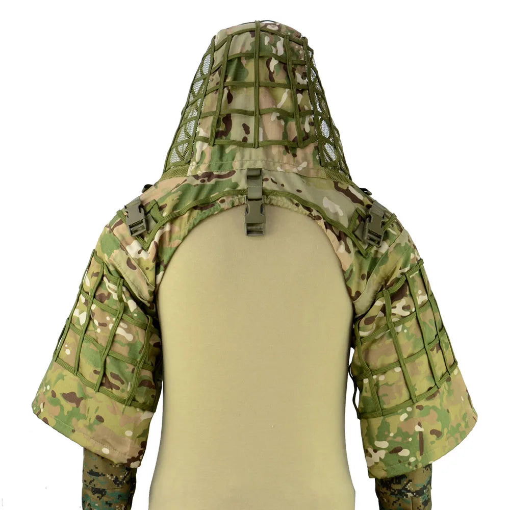 Ghillie Suit Foundation, Ghillie Poncho, Camouflage Hunting Ghillie Base, Ghillie Cape Sniper Viper Hood for Airsoft Paintball