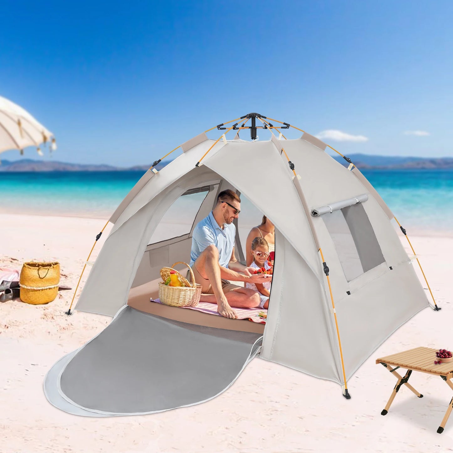2-3 Person Outdoor Folding Tent Quick Automati Opening Self-driving Wild Camping Tent Waterproof Sunscreen Portable Tent