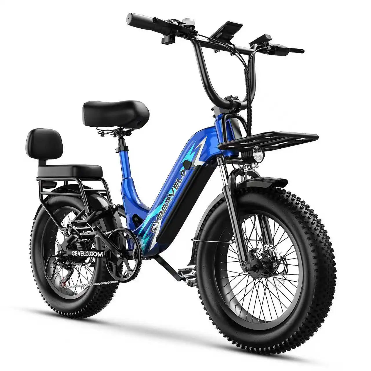 1000W Electric Bicycle for Adults, Cybervelo EK12 Step-Thru 20" Fat Tire E-bike 48V 20AH Removable Battery Shimano 7-Speed