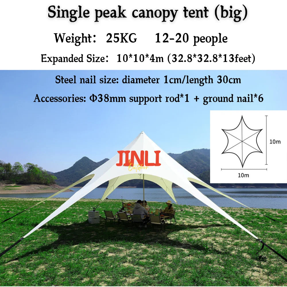 Star Canopy Tent 900D Oxford Cloth  Single Double Pole Octopus Shape Stretch Outdoor Peak Starshade for Camping And Picnics