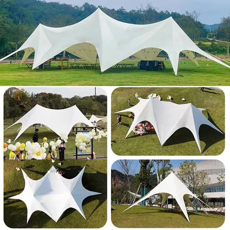 Star Canopy Tent 900D Oxford Cloth  Single Double Pole Octopus Shape Stretch Outdoor Peak Starshade for Camping And Picnics