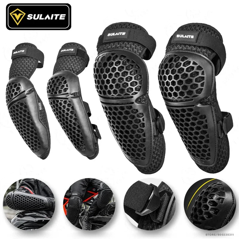 Men's Motorcycle Knee & Elbow Guards Set Accessories D3O Protection for Motocross Cycling Moto Extreme Sports Kneepads Leg Cover