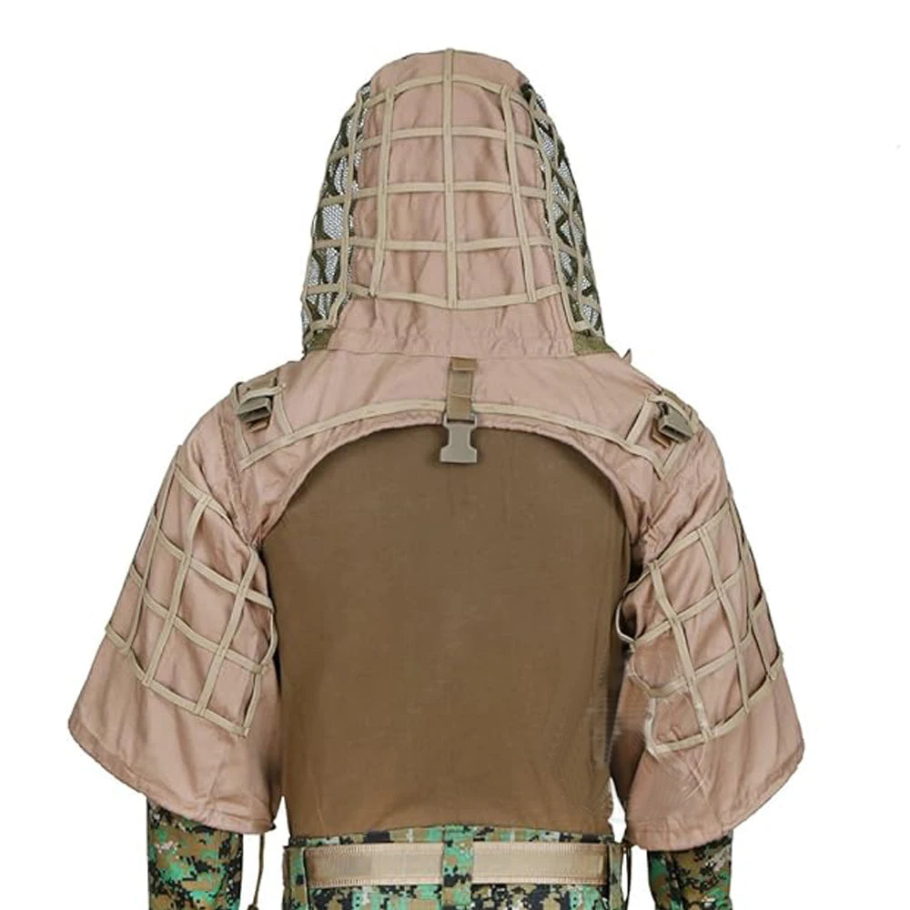 Ghillie Suit Foundation, Ghillie Poncho, Camouflage Hunting Ghillie Base, Ghillie Cape Sniper Viper Hood for Airsoft Paintball