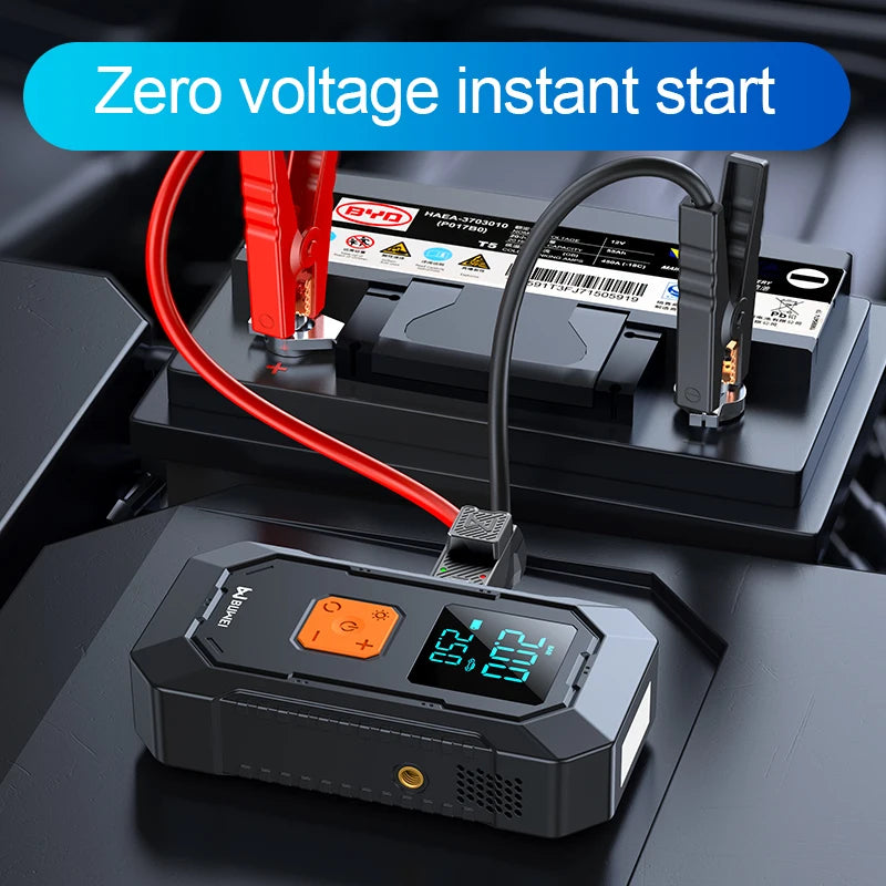 Car Jump Starter Air Pump Portable Air Compressor Multi-function Tire Inflator Auto Portable Car Battery Starter with Power Bank