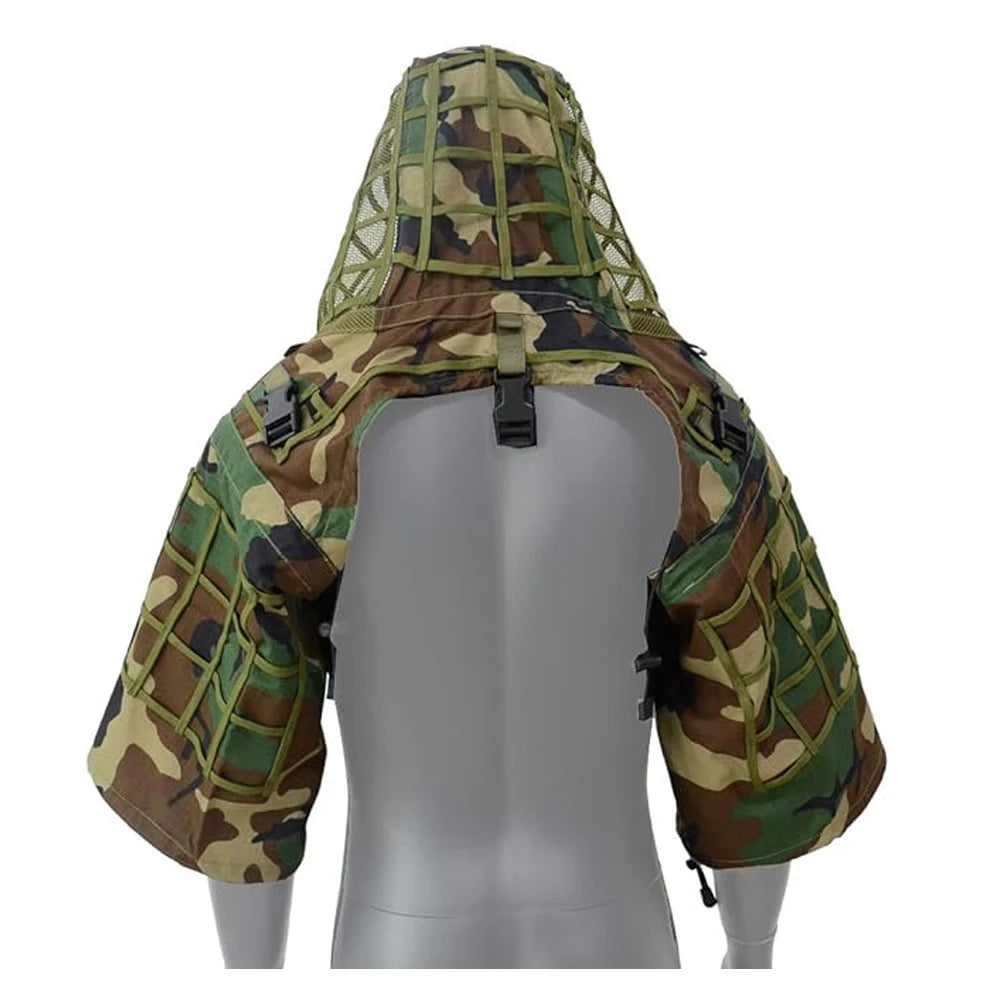Ghillie Suit Foundation, Ghillie Poncho, Camouflage Hunting Ghillie Base, Ghillie Cape Sniper Viper Hood for Airsoft Paintball