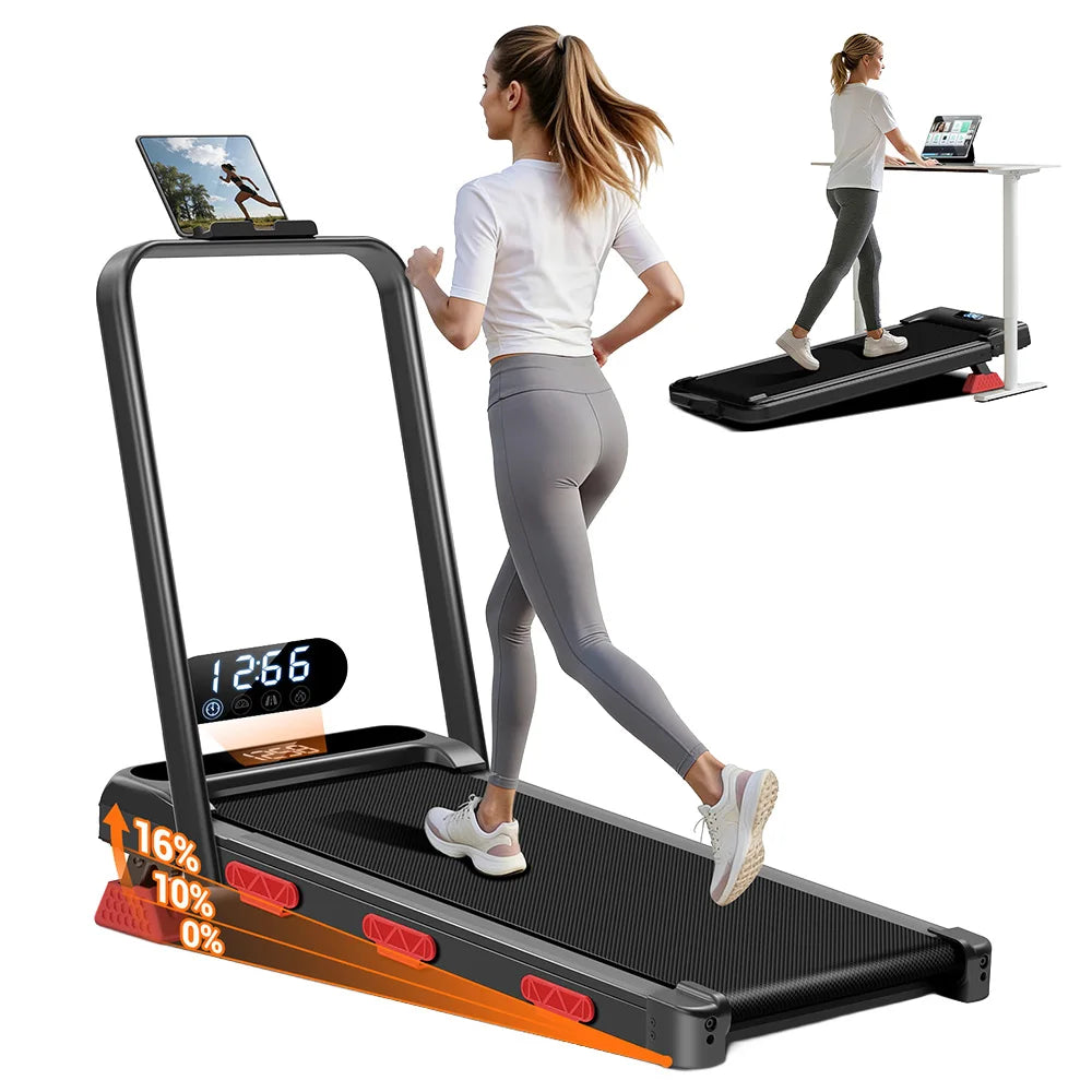 EviTrend Z1F 3-in-1 Foldable Treadmill with 16% Incline, 3 Manual Incline Levels, 2.5HP Quiet Brushless Motor, 10km/h Max Speed, 136kg Capacity, 39cm Wide Running Belt, 6 Shock Absorbers, LED Display, for Home & Office, Local