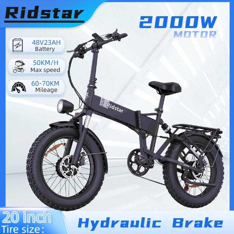 Fold Electric bike H20 PRO 2000W motor 48V 23AH Battery lightweight 7speed  E-bike 20 INCH mountain off-road Electric Motorcycle