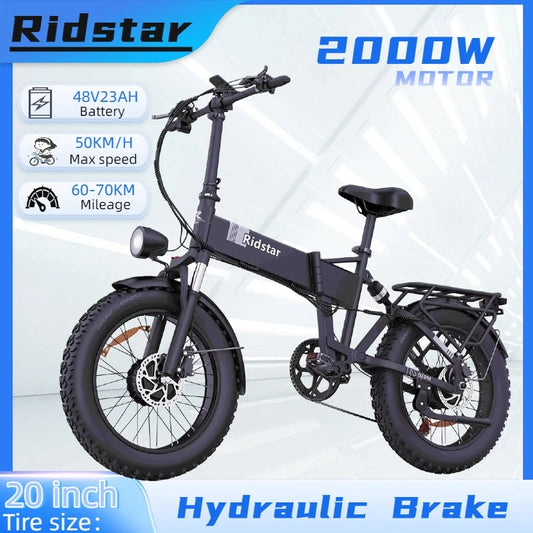 Fold Electric bike H20 PRO 2000W motor 48V 23AH Battery lightweight 7speed  E-bike 20 INCH mountain off-road Electric Motorcycle