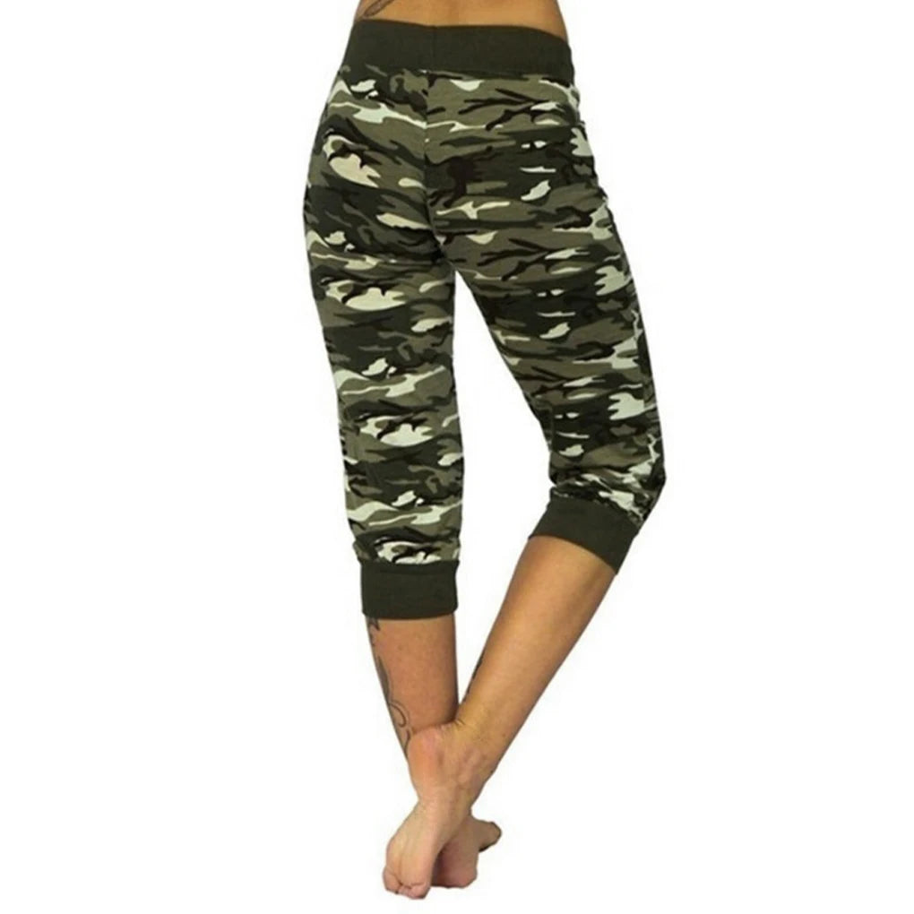 Woman Camouflage Yoga Pants Cotton Blend Sports Trousers Exercise Breathable Adjustable Waist Leggings Gym Clothing