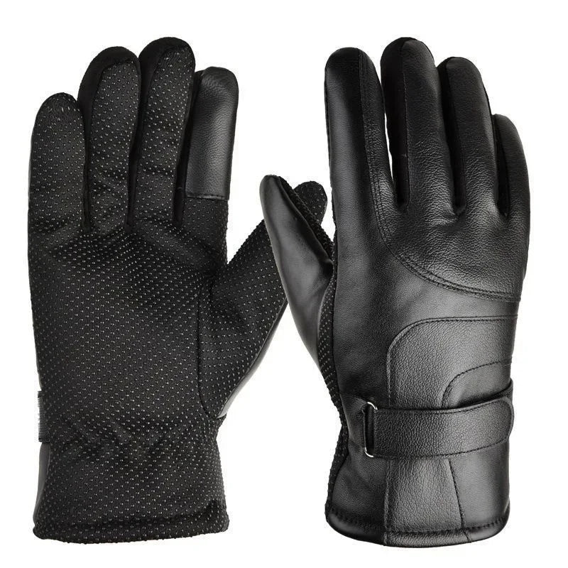 Men's Winter Thickened Fleece Lined Touchscreen Waterproof Windproof Cold Resistant Motorcycle Riding Outdoor Skiing Gloves