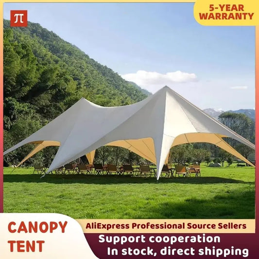 Star Canopy Tent 900D Oxford Cloth  Single Double Pole Octopus Shape Stretch Outdoor Peak Starshade for Camping And Picnics