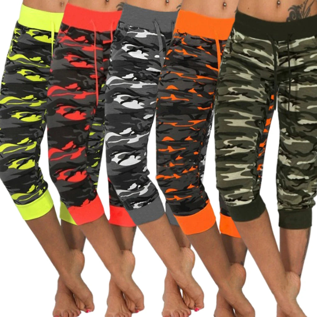 Woman Camouflage Yoga Pants Cotton Blend Sports Trousers Exercise Breathable Adjustable Waist Leggings Gym Clothing