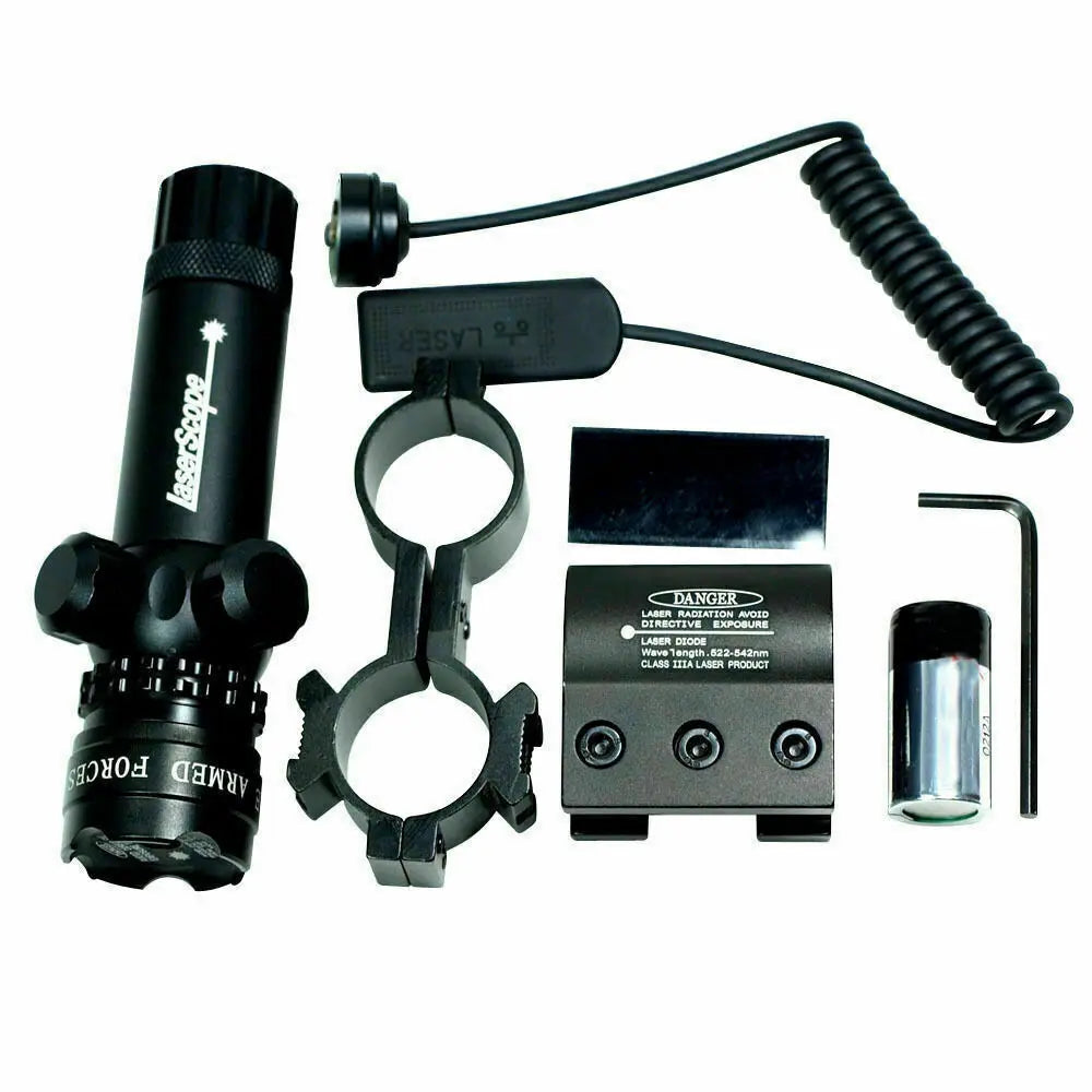 Tactical Green Laser Sight Rifle Dot Scope+ Switch + Rail+ Barrel Mounts TOP