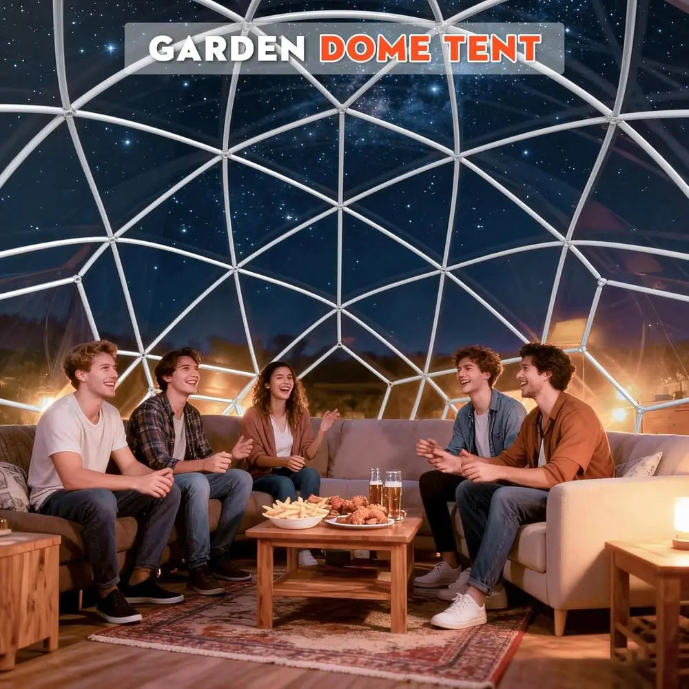 Geometric Dome Greenhouse, 12-Foot Waterproof Bubble Tent with Clear PVC Cover and 20M Light Strings,Customized