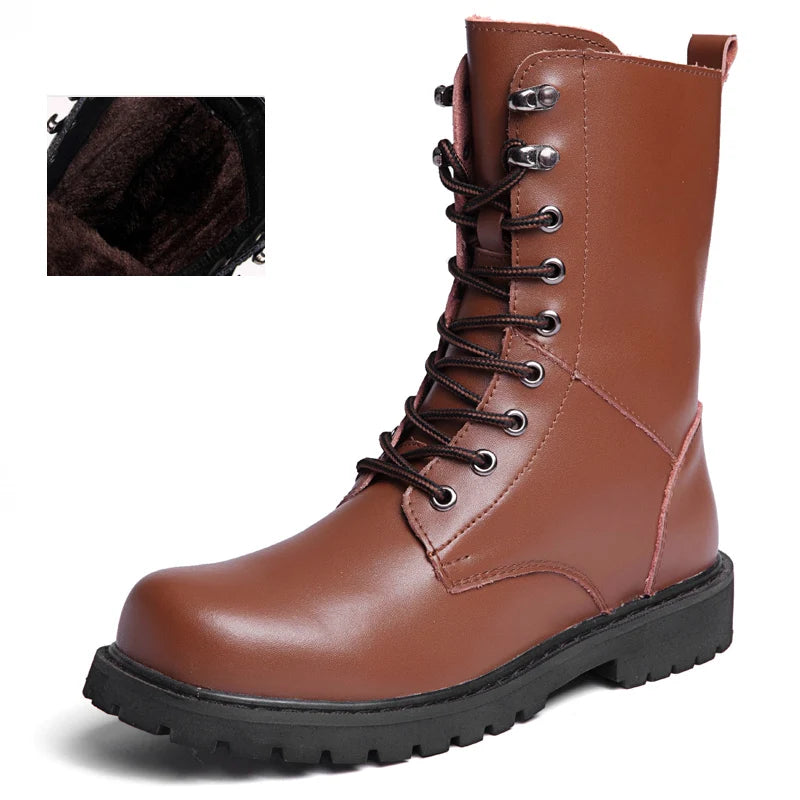 100% Genuine Leather Men Boots Breathable High Top Shoes Outdoor Casual Men Winter Shoes Autumn Snow Boots For Men Botas Homme