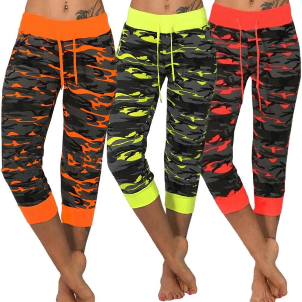 Woman Camouflage Yoga Pants Cotton Blend Sports Trousers Exercise Breathable Adjustable Waist Leggings Gym Clothing
