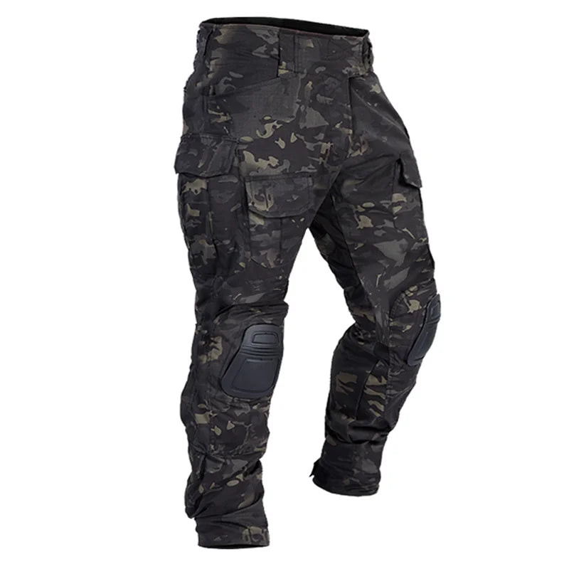 Men Combat Pants With Knee Pads Tactical Cargo Sport Trousers Camouflage Multicam Trekking Hunting Clothes
