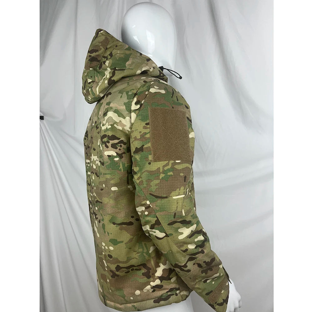 Men Tactical Winter Camouflage Heat Reflect Cotton Clothing Outdoor Hooded Warm Jacket Hunting Cold-Proof Waterproof Coat