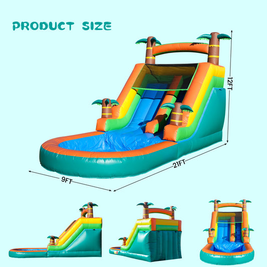 Children's playground Inflatable water slide, Commercial Bounce House with Water Slide PVC and a 1100W Air blower 21ft/6.4M