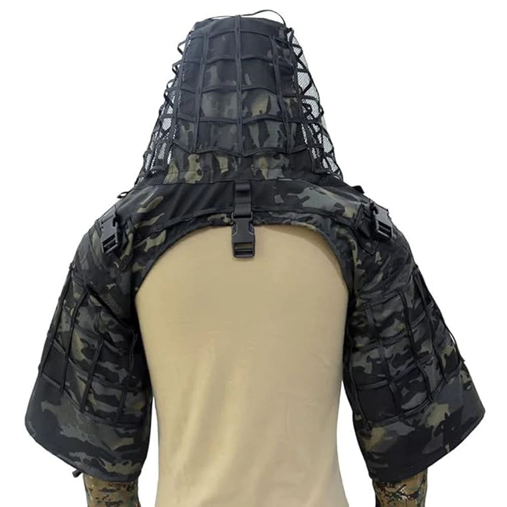 Ghillie Suit Foundation, Ghillie Poncho, Camouflage Hunting Ghillie Base, Ghillie Cape Sniper Viper Hood for Airsoft Paintball