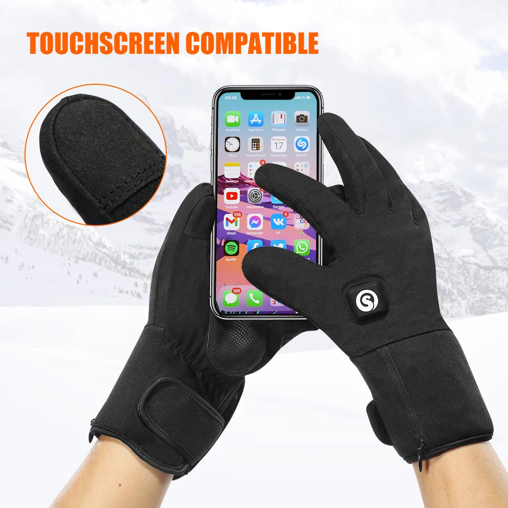 Winter Electric Heated Gloves With Battery Hand Warmer Heating Gloves Motorcycle Thermal Touch Screen Waterproof Bike Gloves Hot