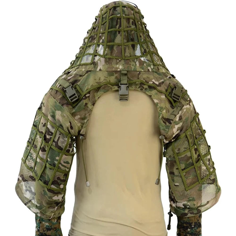 Ghillie Suit Foundation, Ghillie Poncho, Camouflage Hunting Ghillie Base, Ghillie Cape Sniper Viper Hood for Airsoft Paintball